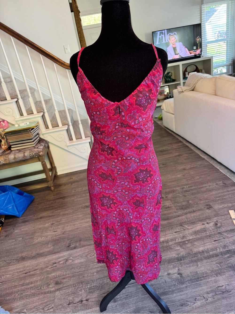 Express 90s Pink Paisley Slip Midi Dress